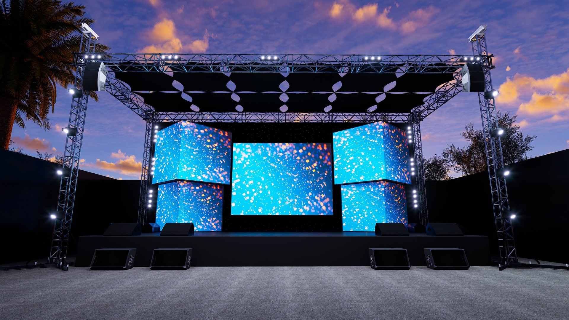 Concert stage with lights
