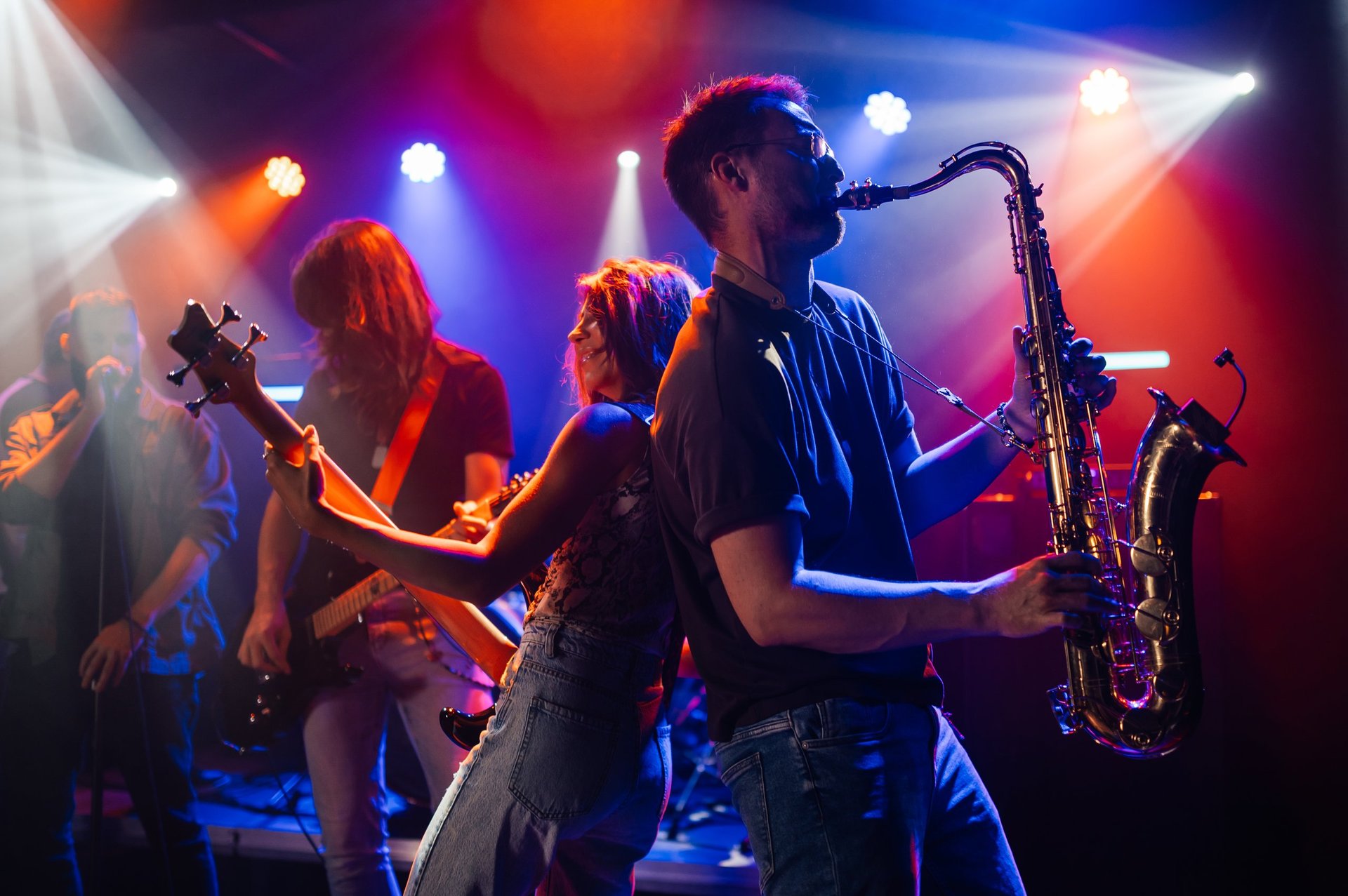 Live concert with musicians on stage